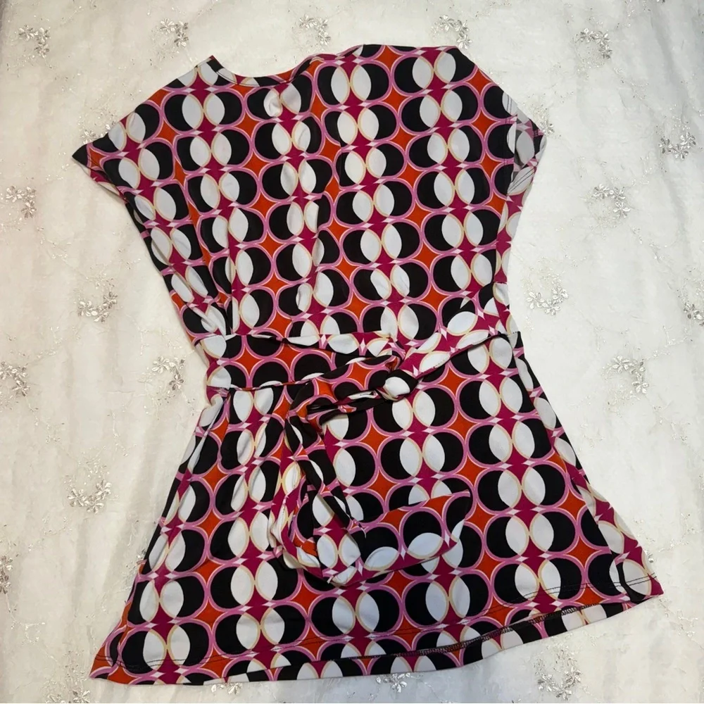 Vintage Y2K Anxiety Geometric Belted Tie Waist Top – Size Small - Picture 4 of 7